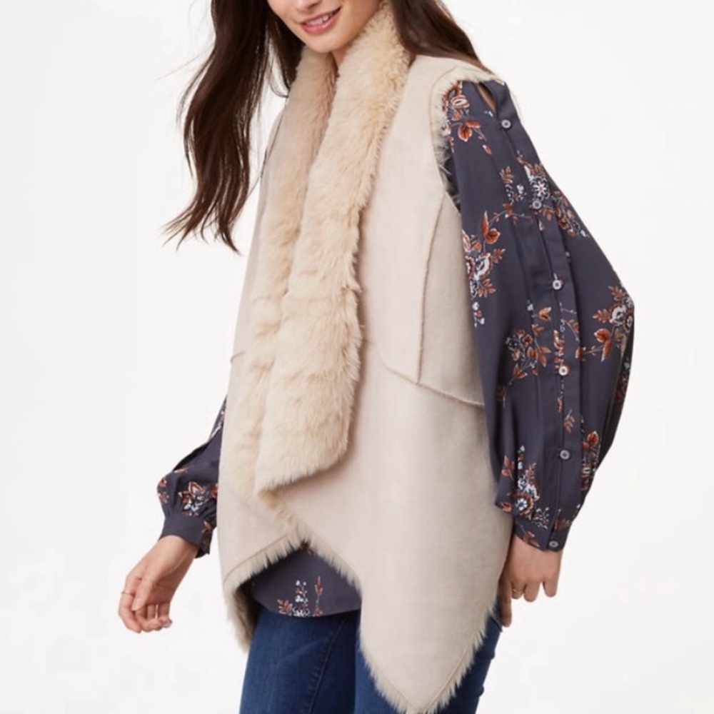 NWT Loft Faux-fur Asymmetrical Vest
